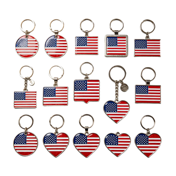 American Flag Silver Keychain, Patriotic Small Gift