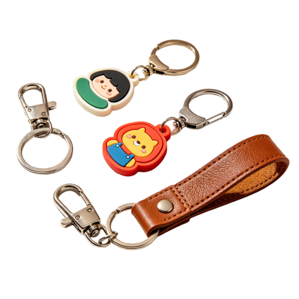 Cute Cartoon & Leather Keychain, Lovely Gift